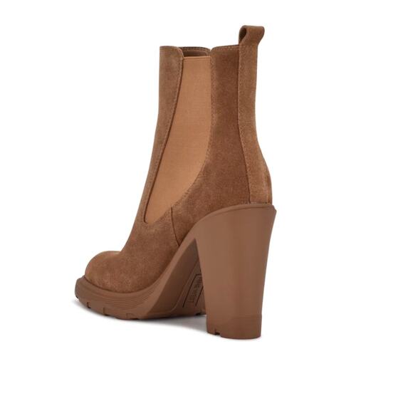Nine West Ream2 Womens Chelsea Heel Boots Size 6 Natural Brown Suede Boots New - Picture 5 of 16